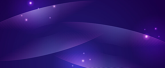 Wall Mural - blue and purple violet vector glowing technology wavy lines banner with technology style. modern shi