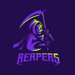 Wall Mural - Grim reaper mascot sport logo design illustration vector