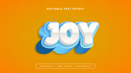 Poster - Orange white and blue joy 3d editable text effect - font style