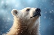 Portrait of a large polar bear in the snow. Polar Bear Day. Generated by AI.