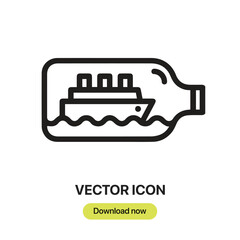 Fototapete - Ship In A Bottle icon vector. Linear-style sign for mobile concept and web design. Ship In A Bottle symbol illustration. Pixel vector graphics - Vector.	