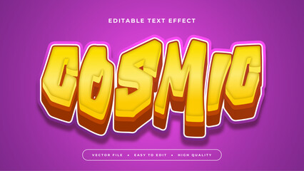 Poster - Purple violet brown and yellow cosmic 3d editable text effect - font style