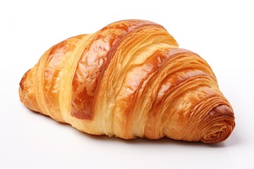 Close-Up of Delicious Croissant on White Background for Bakery or Breakfast Concept