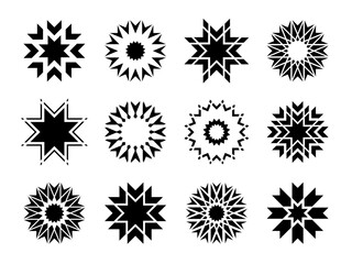 Poster - Set of Abstract Icons. Radial Design Elements.