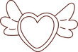 Valentine elements, line drawings for coloring books, cute, simple