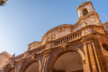 Facade of Trapani Cathedral, Sicily, Italy, Europe