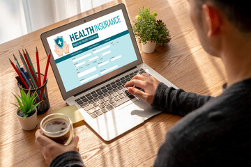 Poster - health insurance web site modish registration system for easy form filling