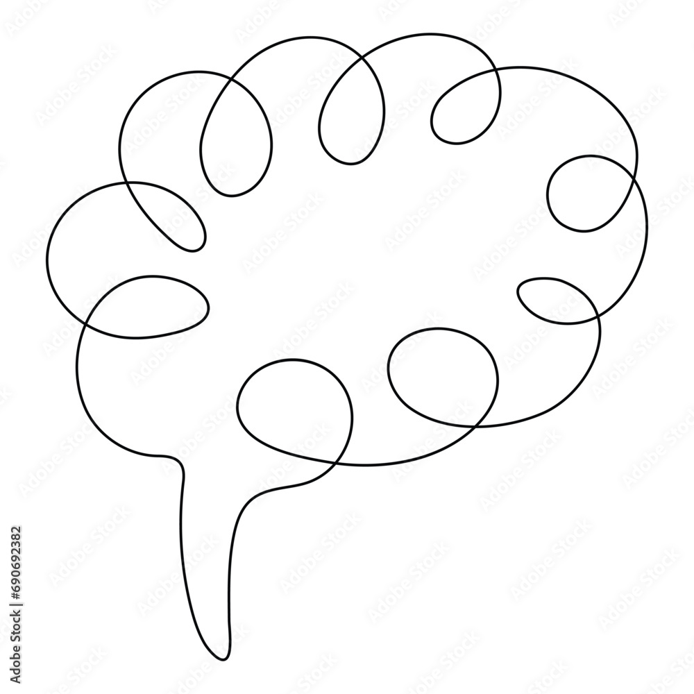 One Fourth Brain Drawing Human brain continuous one line drawing of art vector illustration and ...