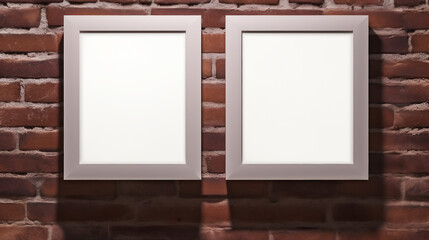 Stylish Interior Mockup: Two Blank Vertical Picture Frames on a Modern Wall - Creative Art Exhibition Template for Home Decor and Gallery Showcase.