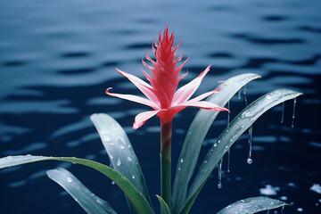 Poster - Serenity embodied in the minimalistic portrayal of a bromeliad bloom, echoing tropical calm.