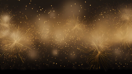 Golden fireworks background for a New Year celebration, layout for new year wishes and celebration background with copy space for text