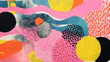 Generative AI, Vintage Abstract Risograph Collage Colorful Shapes, Pastel Halftone, Geometric Grain Texture	
