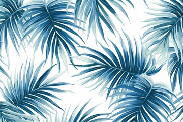 Wall Mural - Abstract pattern with blufe tropical palm leaves