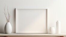 Empty White Frame With White Wall