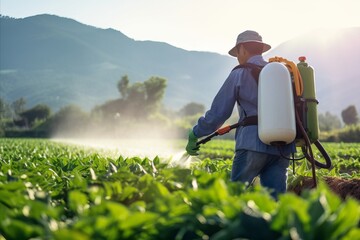 Farmer implementing integrated pest management practices, a mix of natural and technological pest control, Showcase a holistic approach to pest prevention in crops