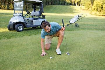 Focused Golfer Nearing Final Hole