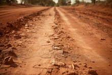 Red Dirt Road, Top View, Texture Background.