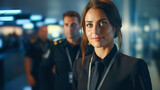 Fototapeta  - Airport Professional. Portrait of a Woman in Uniform, Dedicated to Airport Service. Airline representative. Passport control female officer.