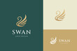 Elegant swan logo icon. Luxury cosmetic brand template. Vector illustration design template.