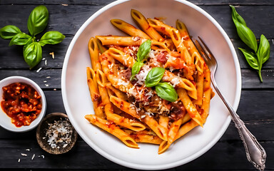 Wall Mural - Capture the essence of Penne All'arrabbiata in a mouthwatering food photography shot Generative AI