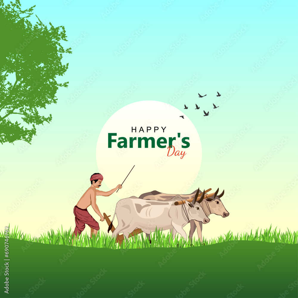 Illustration of Happy Farmers Day creative Concept Stock Vector | Adobe ...