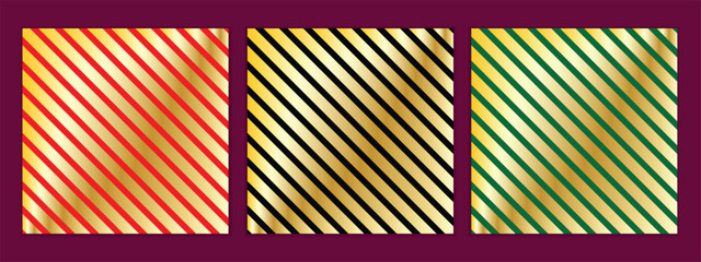 Poster - abstract seamless set of golden gradient diagonal line pattern art perfect for banner poster.
