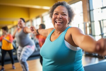 retired African-American woman overweight at the gym