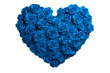 Blue Roses in Heart Shaped Form, Heart Shape Flowers, Valentines or Mother Day Concept, isolated white background