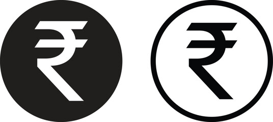 Poster - Indian rupee icon set in two styles isolated on white background . Vector