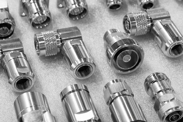 Poster - Metal pipe connection fittings, industrial concept background