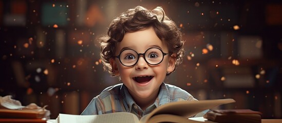Aufkleber - Small boy learning vowels at kindergarten. Copyspace image. Header for website template