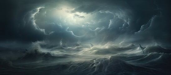 Weather Clearing up After Rough Storm Sea Still Foams in High Winds. Copyspace image. Header for website template