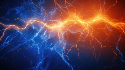 Poster - Lightning effect captured in a close up shot on a black background. This image can be used to add dramatic impact or create an electrifying atmosphere in various design projects