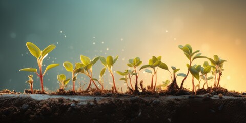 Poster - A close up view of a bunch of small plants. This image can be used to showcase the beauty of nature or to illustrate concepts related to growth and the environment