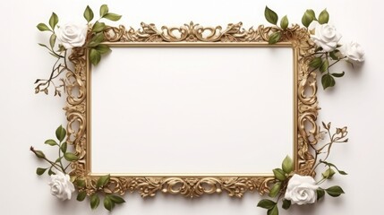 Wall Mural - frame digital illustration, with white space for photo in frame, empty frame, product placement, copy space, 16:9