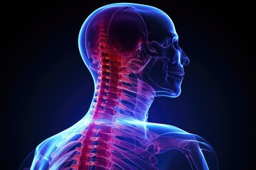 Poster - A skeletal structure with a focus on the neck and back. Suitable for medical or educational purposes