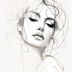Poster - A detailed drawing of a woman with long hair. This versatile image can be used for various projects and designs
