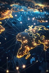 Poster - A detailed close-up view of a map of the world. This image can be used for various purposes
