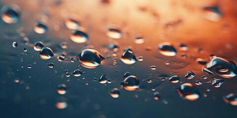 Poster - Close-up view of water droplets on a window. Ideal for illustrating concepts related to rain, condensation, weather, or a cozy indoor setting