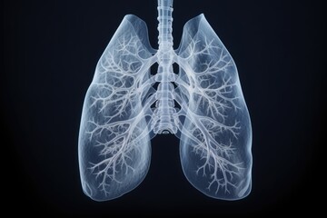 Poster - A clear and detailed x-ray image of human lungs. Suitable for medical presentations or educational materials