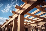 Fototapeta  - konstrukcja drewniana jako altanka budolana, działka w domu