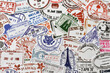 © MargJohnsonVA - Passport Travel Stamps background - traveling concept