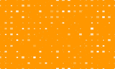 Poster - Seamless background pattern of evenly spaced white book symbols of different sizes and opacity. Vector illustration on orange background with stars