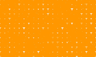Poster - Seamless background pattern of evenly spaced white caduceus symbols of different sizes and opacity. Vector illustration on orange background with stars
