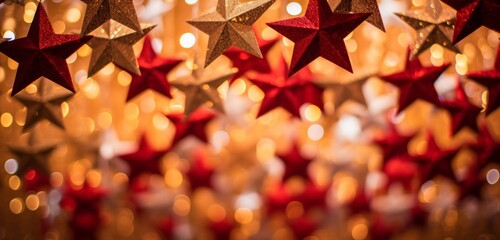 christmas red gold paper stars