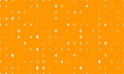 Poster - Seamless background pattern of evenly spaced white speaker symbols of different sizes and opacity. Vector illustration on orange background with stars