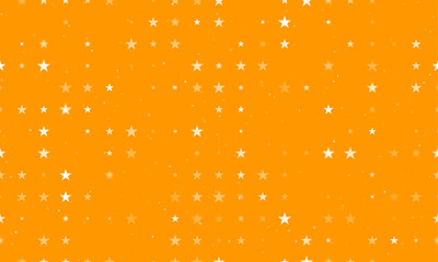 Poster - seamless background pattern of evenly spaced white star symbols of different sizes and opacity. vect