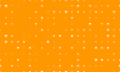 Poster - Seamless background pattern of evenly spaced white christmas fireplace symbols of different sizes and opacity. Vector illustration on orange background with stars
