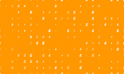 Poster - Seamless background pattern of evenly spaced white industrial pollution symbols of different sizes and opacity. Vector illustration on orange background with stars