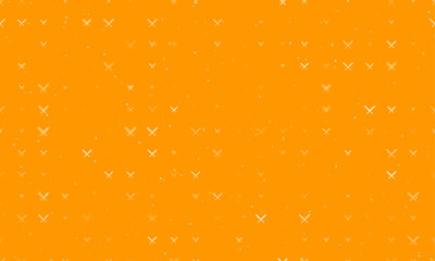 Poster - Seamless background pattern of evenly spaced white baseball bats symbols of different sizes and opacity. Vector illustration on orange background with stars
